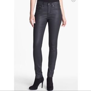 Eileen Fisher Organic Waxed Denim Black Skinny Jeans